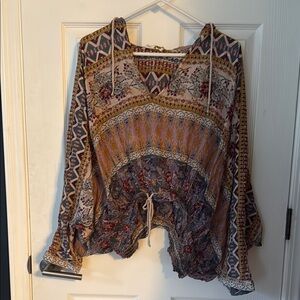 Free People boho blouse with hood
